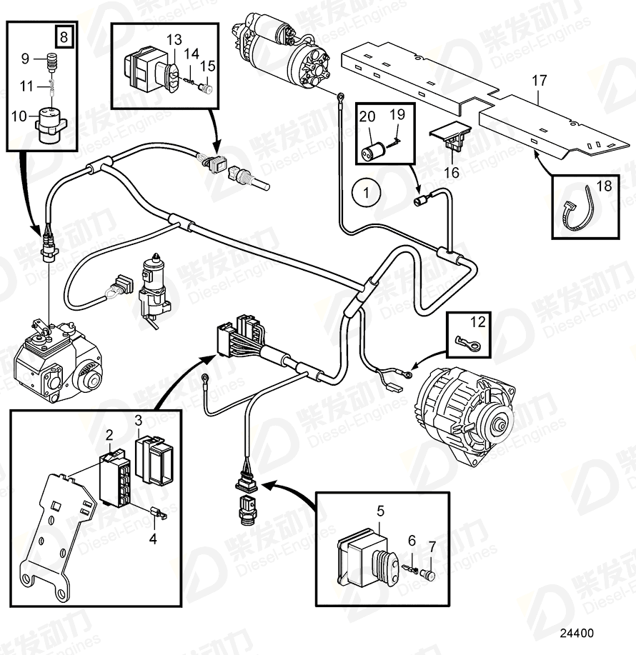 VOLVO Cable harness 21007086 Drawing